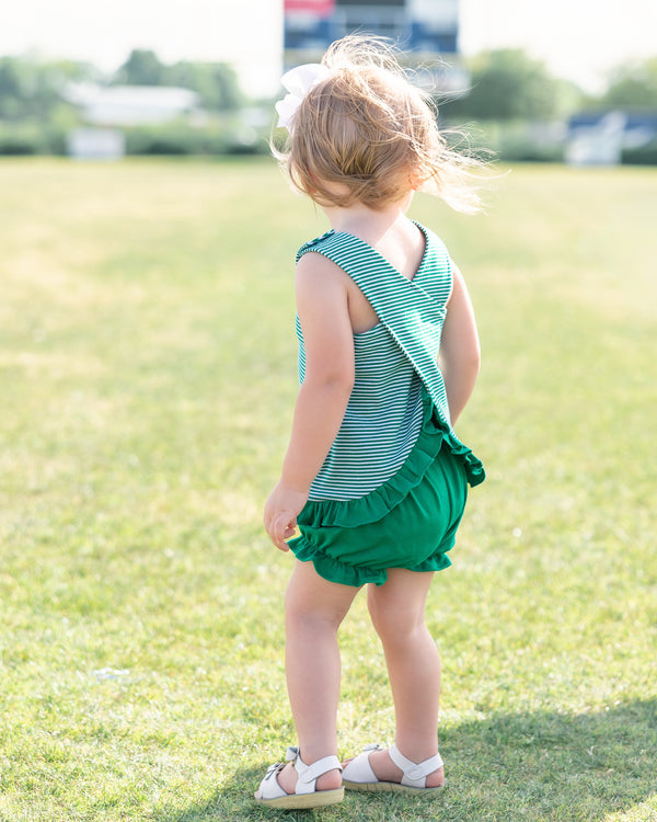 Let's Cheer! Swing Back Bloomer Set- Green Stripe