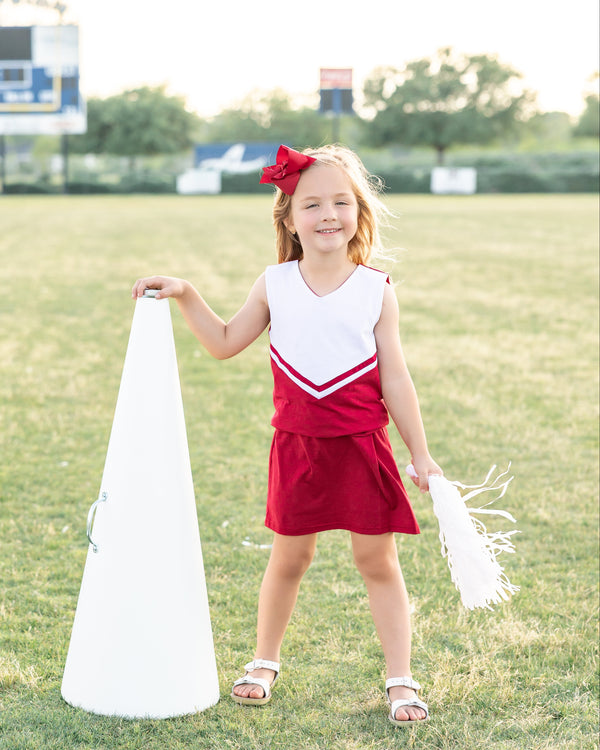 Cheer Uniform Skort Set- Crimson/White