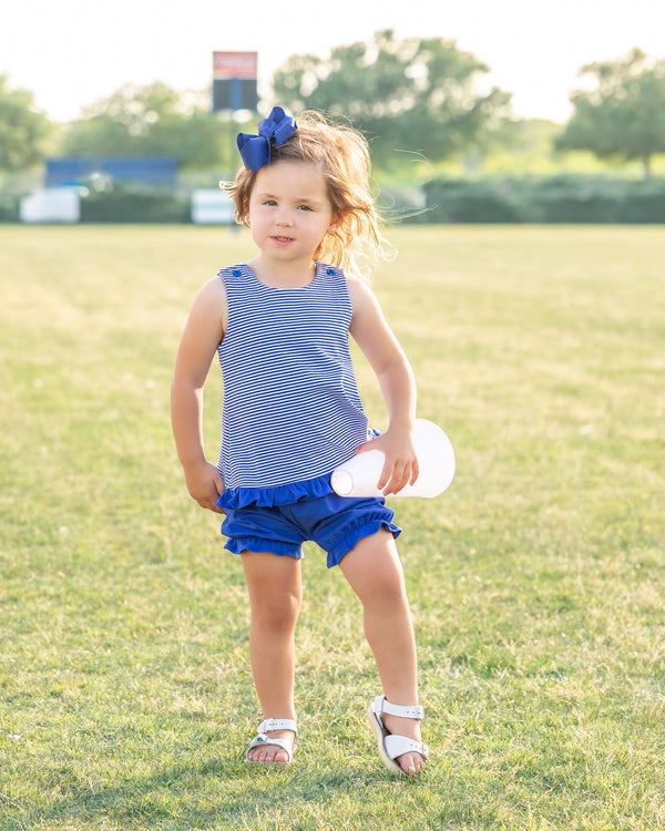 Let's Cheer! Swing Back Bloomer Set- Royal Blue Stripe