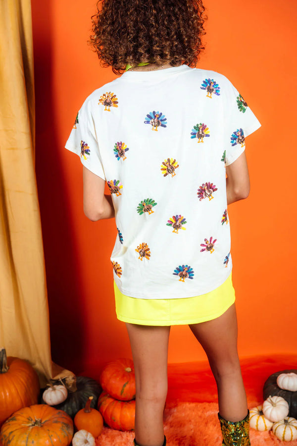 Beige Multi Scattered Turkey Tee- Women's