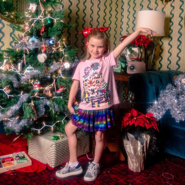 Light Pink Gingerbread House Scene Tee