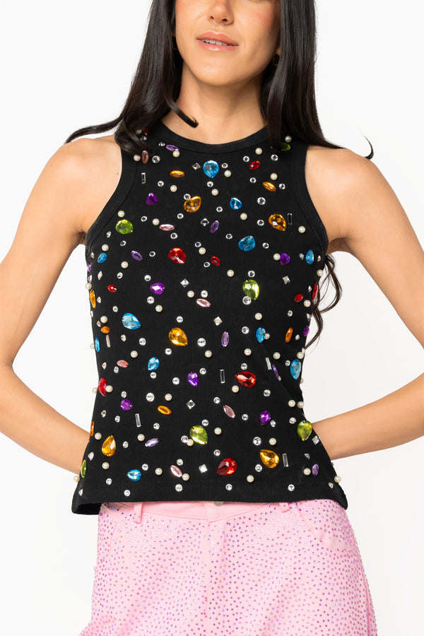 Black Jewel & Pearl Tank- (Women's)