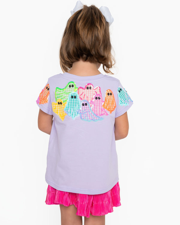 Multi Gingham Ghost Patch Tee- Lavender