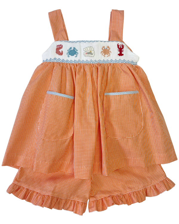 Shellfish Smocked Ruffle Short Set