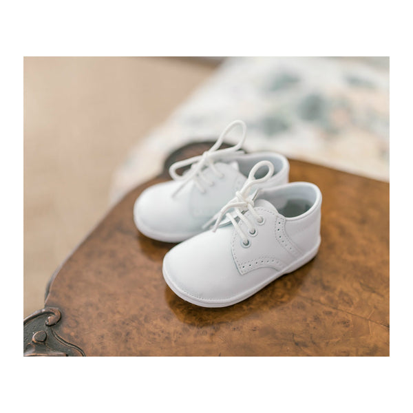 James Boy's Leather Lace Up Shoe- White