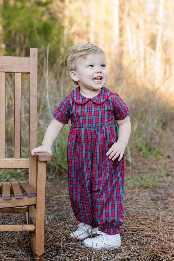 James Romper- Red Christmas Plaid