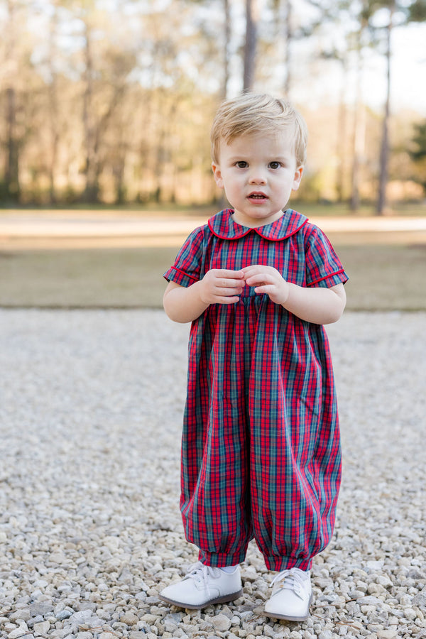 James Romper- Red Christmas Plaid