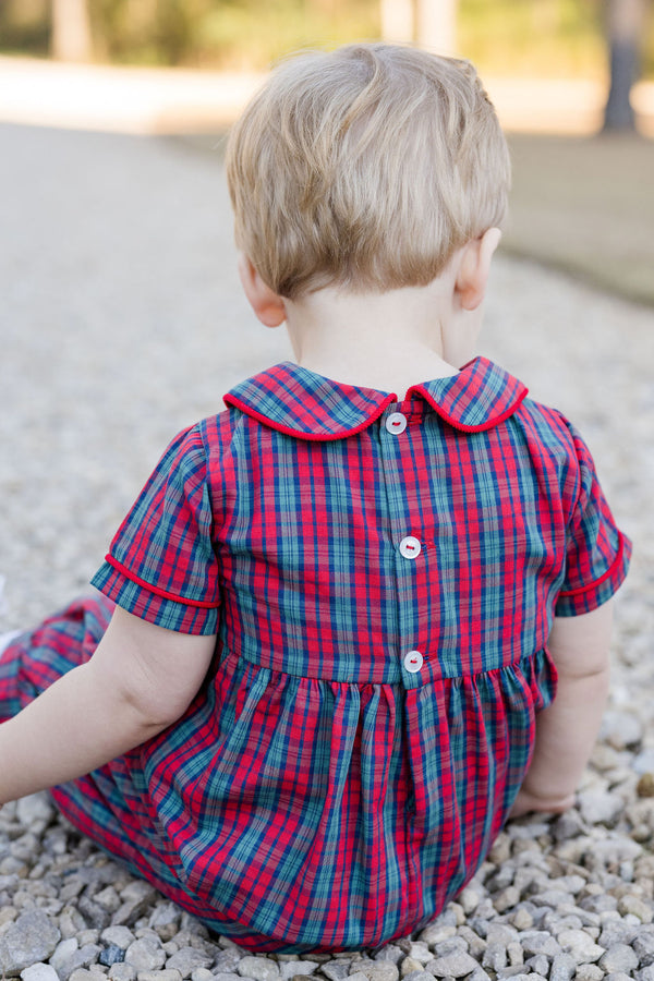 James Romper- Red Christmas Plaid
