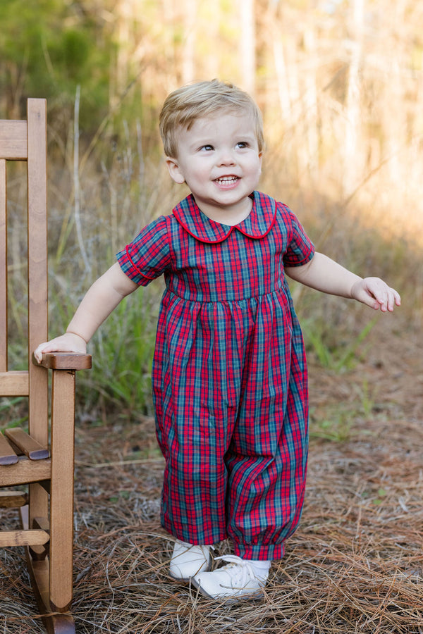 James Romper- Red Christmas Plaid