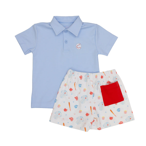 Keep Your Eye on the Ball Knit Polo Short Set
