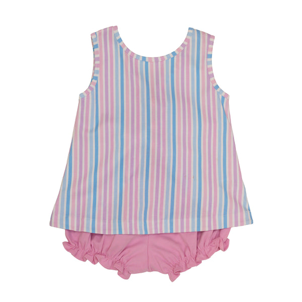 Pastel Stripe Knot Knit Bloomer Set