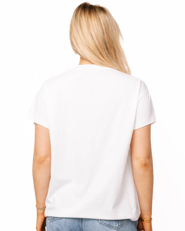 White Flower Baseball Tee- (Women's)