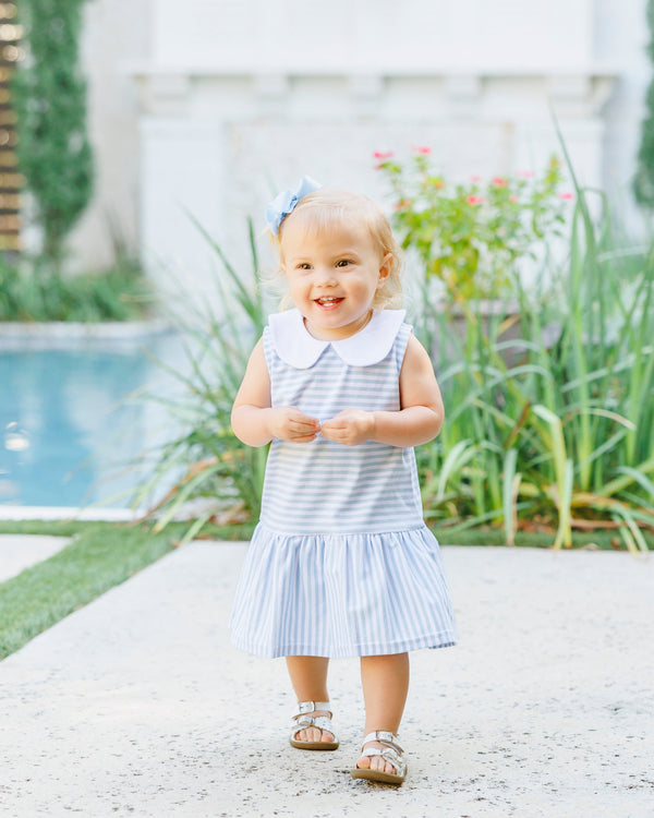 Georgia Skirted Bubble- Light Blue Medium Stripe