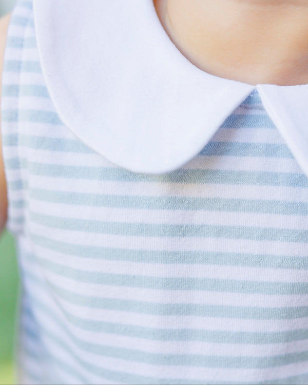 Georgia Skirted Bubble- Light Blue Medium Stripe