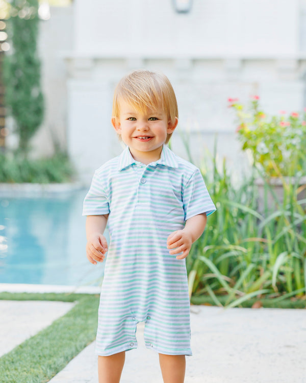 Michael Polo Romper- Seaside Stripe