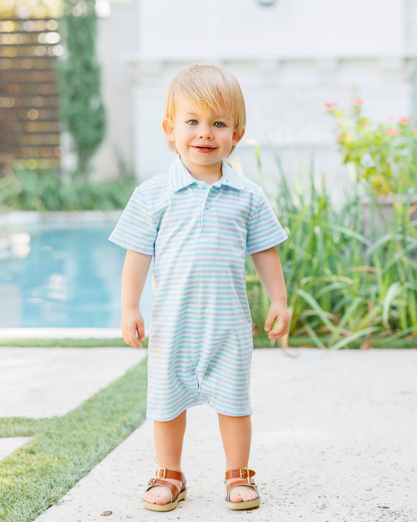 Michael Polo Romper- Seaside Stripe