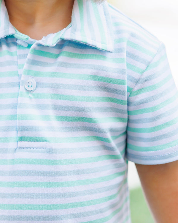 Michael Polo Romper- Seaside Stripe