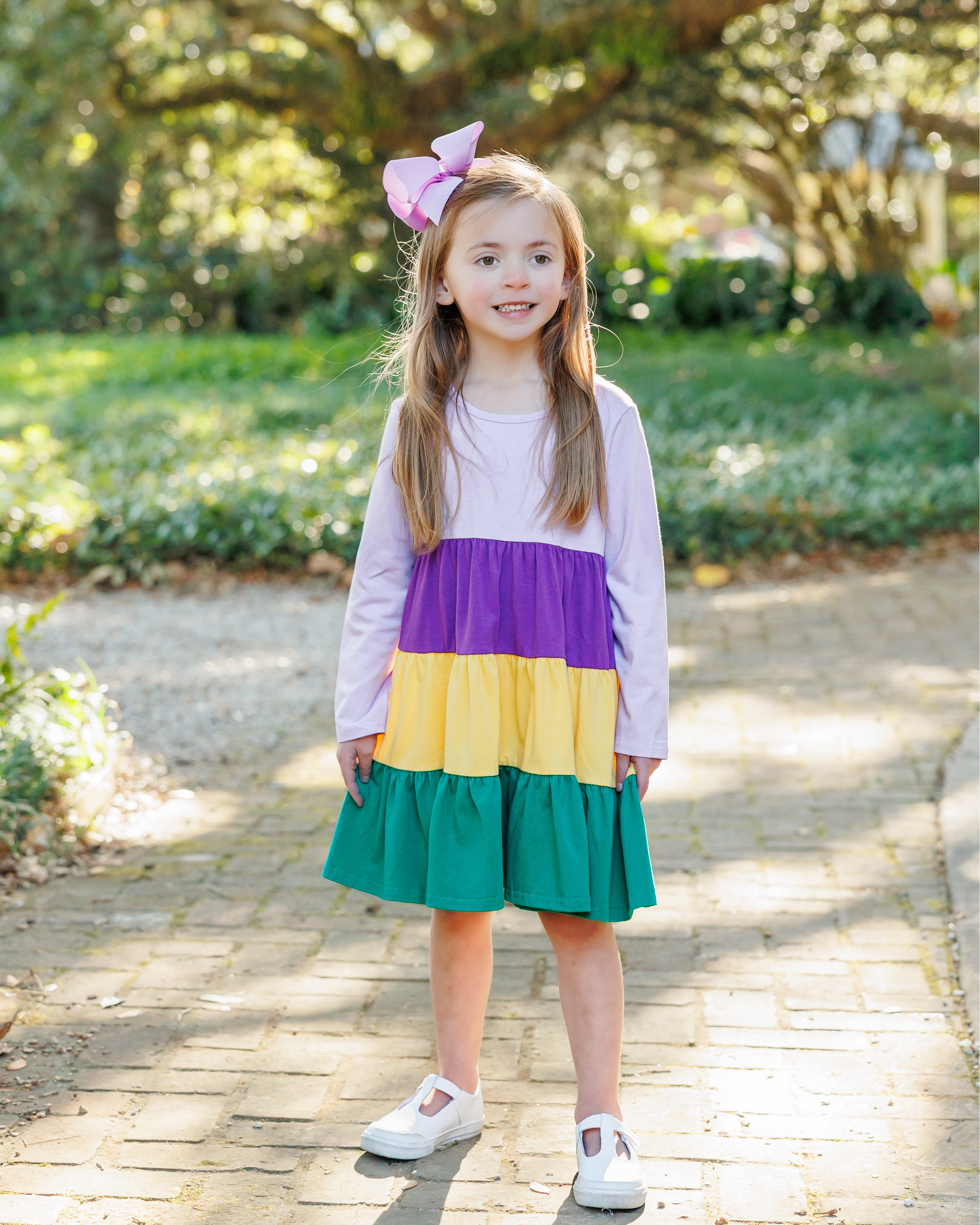Mardi Gras Colorblock Twirl Dress 3T Mardi Gras Colorblock Twirl Dress 3T