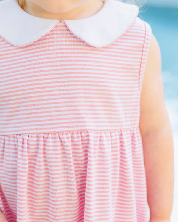 Charlotte Sleeveless Bloomer Set- Light Pink Stripe
