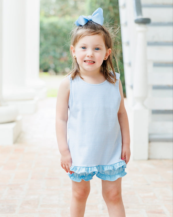 Swing Back Bloomer Set- Light Blue Stripe