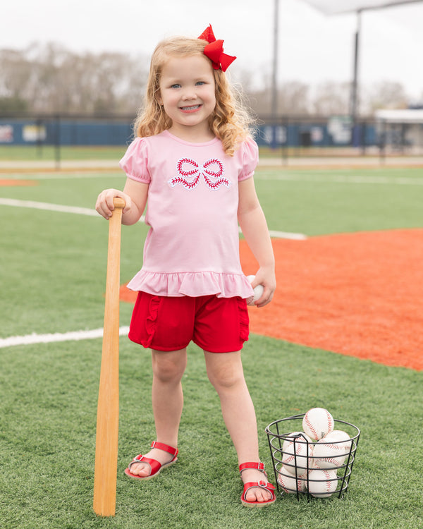 Ball Park Bow Ruffle Shirt