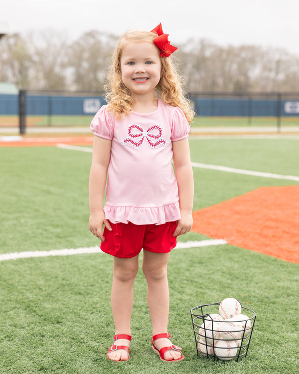 Ball Park Bow Ruffle Shirt