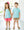 Mia Scallop Short Set- Dark Mint Stripe w/ Pink