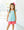 Mia Scallop Short Set- Dark Mint Stripe w/ Pink