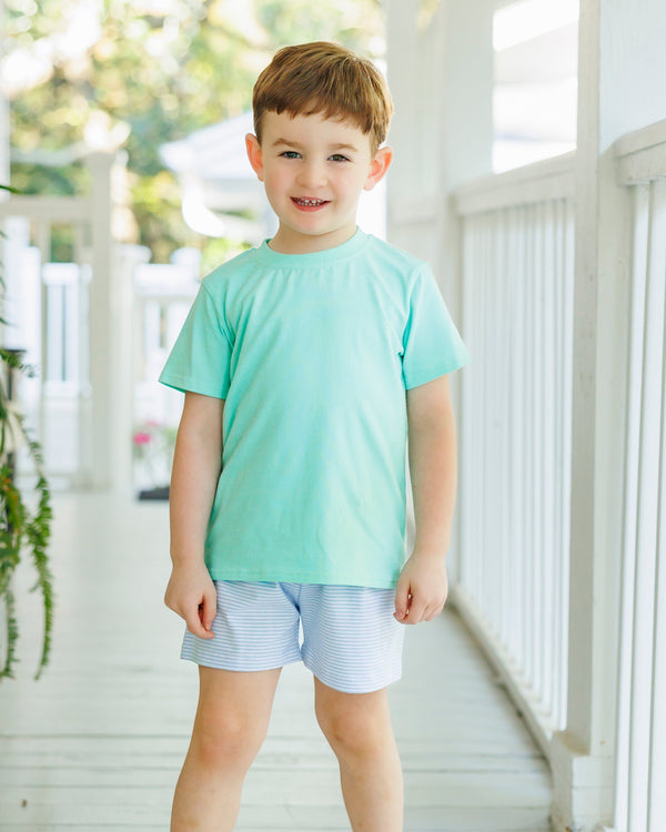 Drew Short Set- Mint and Light Blue Stripe