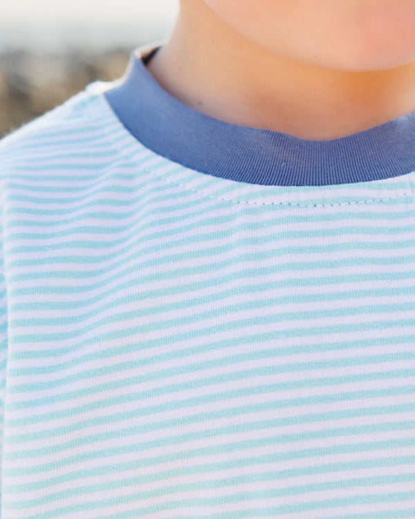 Graham Short Set- Aqua Stripe and Dusty Blue