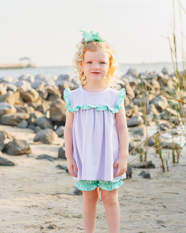 Bella Bloomer Set- Lavender Stripe and Mint