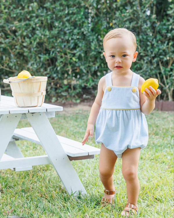 Luke Sunsuit - Light Blue Stripe and Yellow