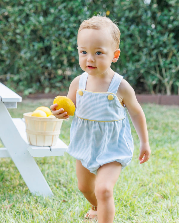 Luke Sunsuit - Light Blue Stripe and Yellow
