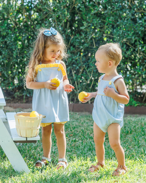 Lucy Bloomer Set- Light Blue Stripe and Yellow
