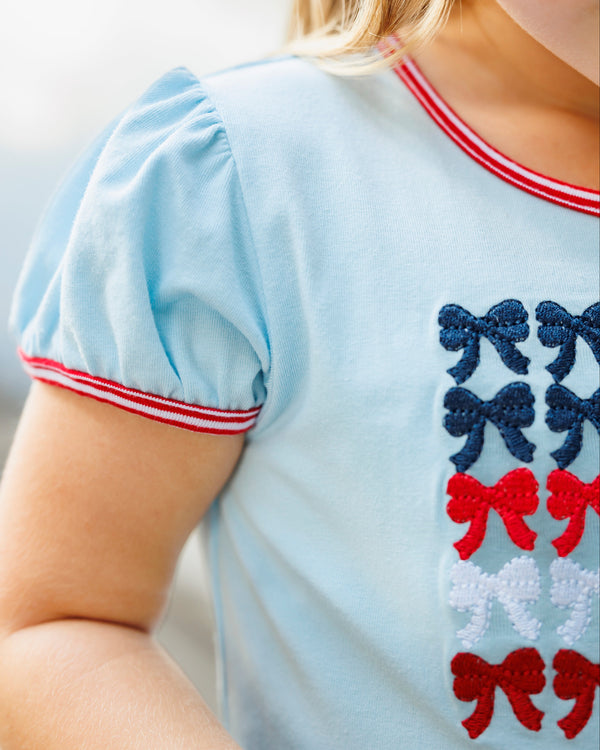 Red, White, and Bows Scallop Short Set