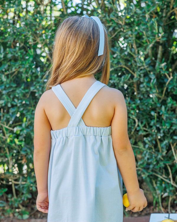 Lucy Dress- Light Blue Stripe and Yellow