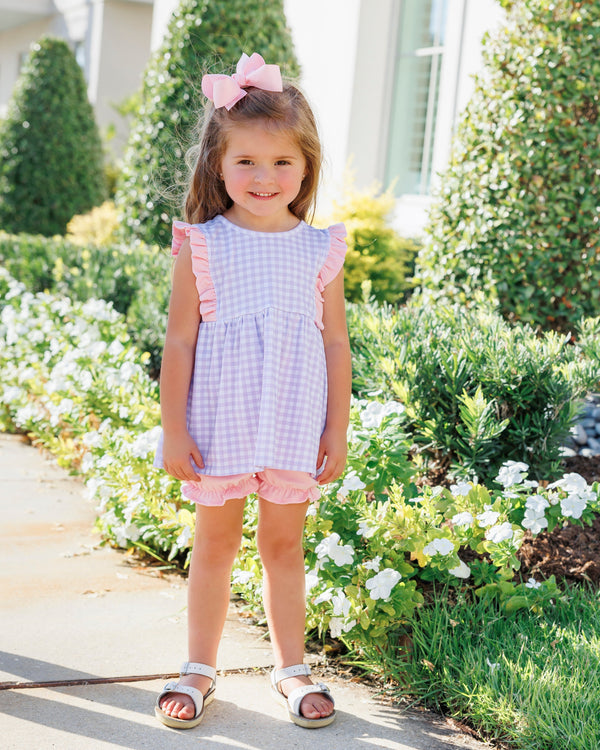 Evie Bloomer Set- Lavender Gingham w/ Light Pink
