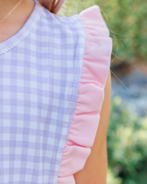 Evie Bloomer Set- Lavender Gingham w/ Light Pink