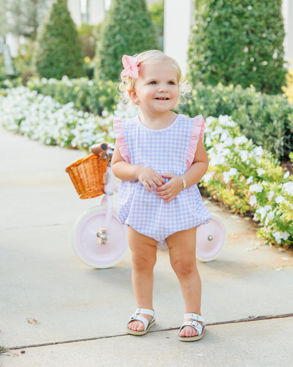 Evie Bubble- Lavender Gingham w/ Light Pink