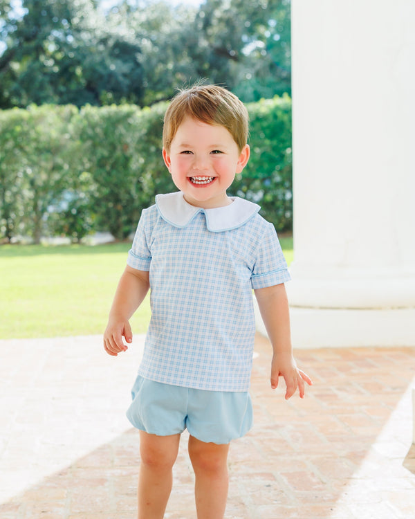 Powder Blue Plaid Bloomer Set