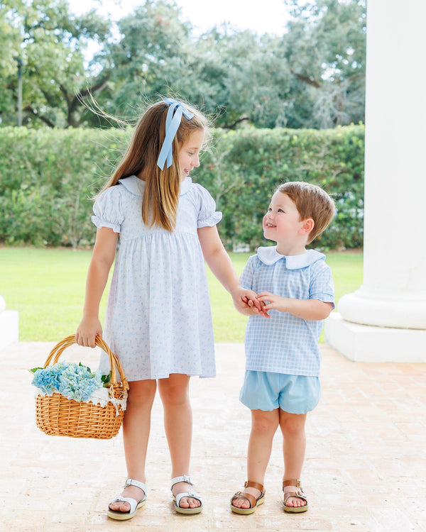 Powder Blue Plaid Bloomer Set