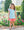 Mia Scallop Short Set- Dark Mint Stripe w/ Pink