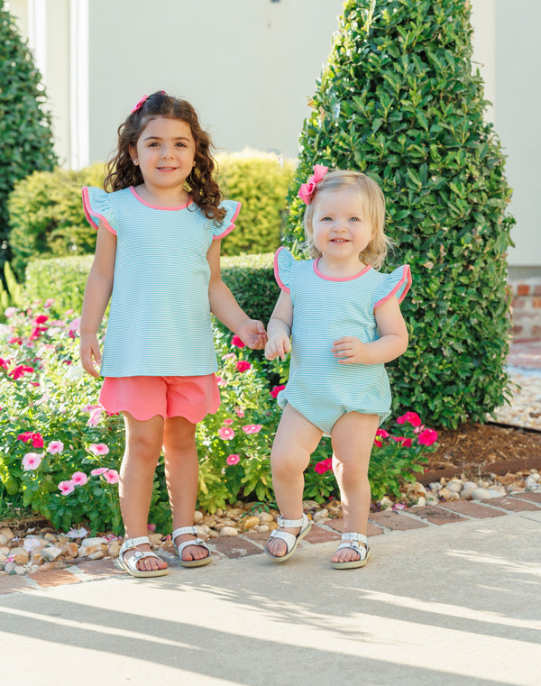 Mia Bubble- Dark Mint Stripe w/ Pink