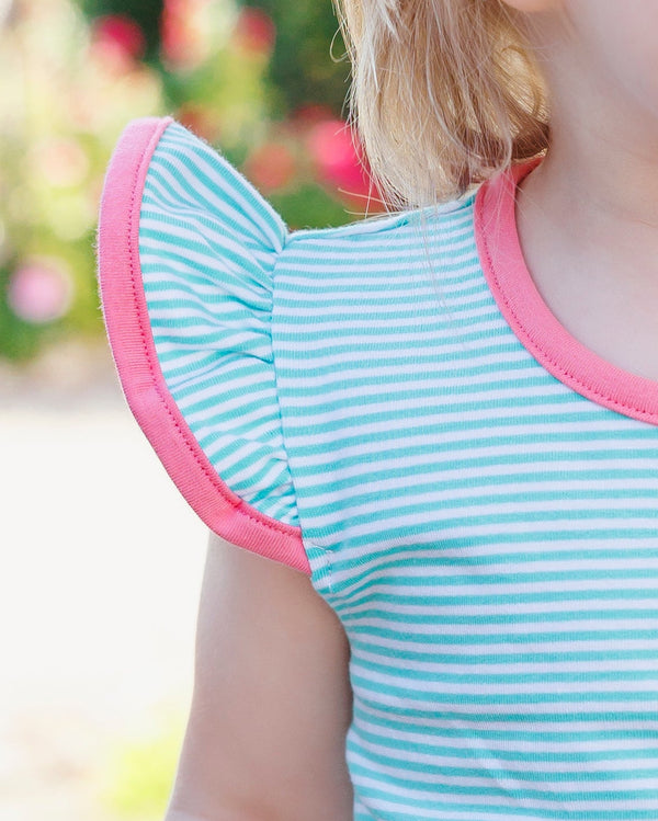Mia Bubble- Dark Mint Stripe w/ Pink