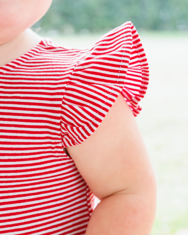 Gracie Diaper Set- Red Stripe and Navy