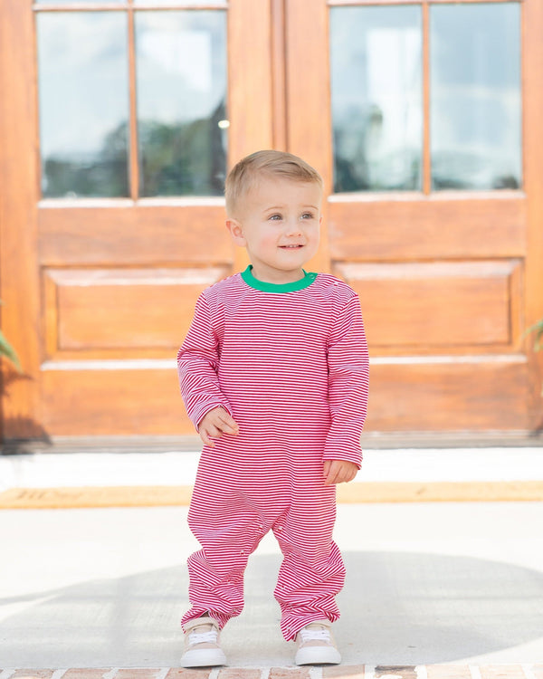 Thomas Romper- Red Stripe & Green