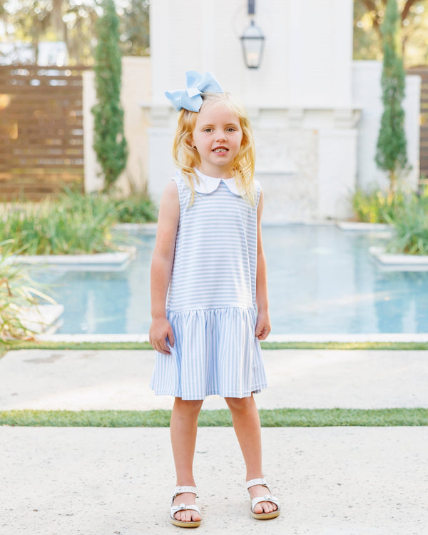 Georgia Dress- Light Blue Medium Stripe