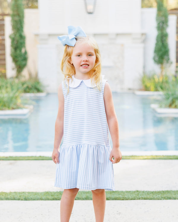 Georgia Dress- Light Blue Medium Stripe