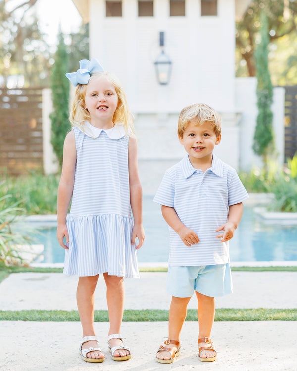 Georgia Dress- Light Blue Medium Stripe