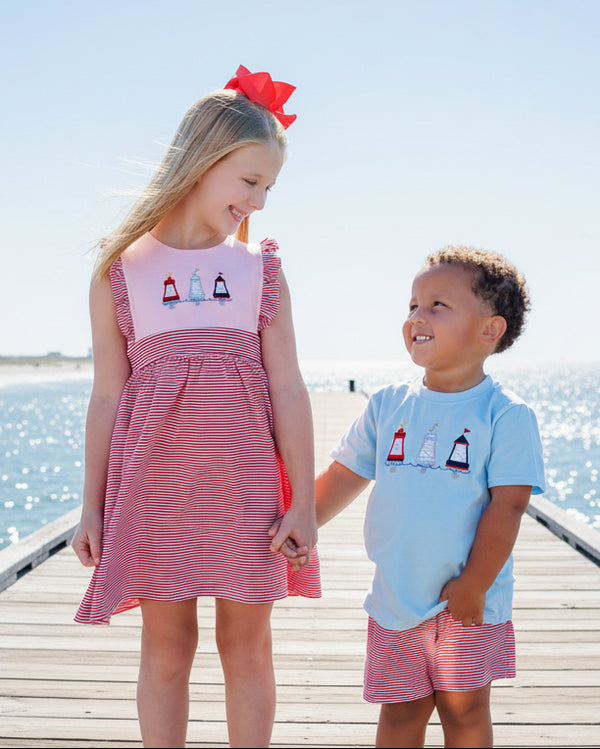 Red, White, and Buoy Short Set